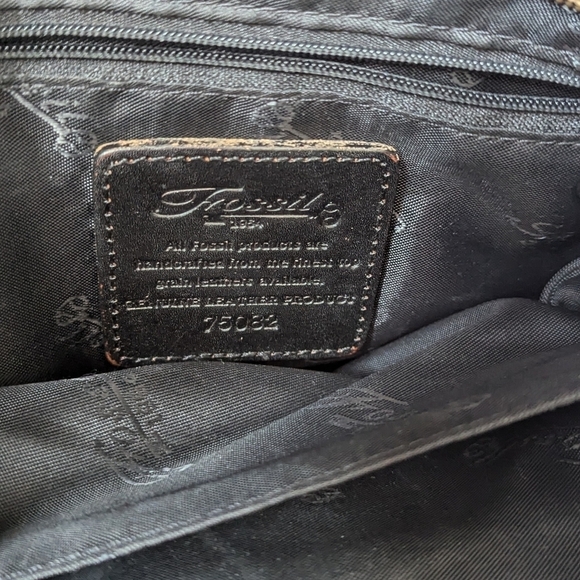 Vintage FOSSIL 1954 Black Leather Shoulder Bag 70582 - Picture 4 of 6